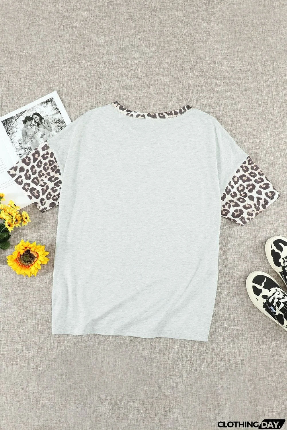 Women's Casual Animal Print Colorblock Short Sleeve Top