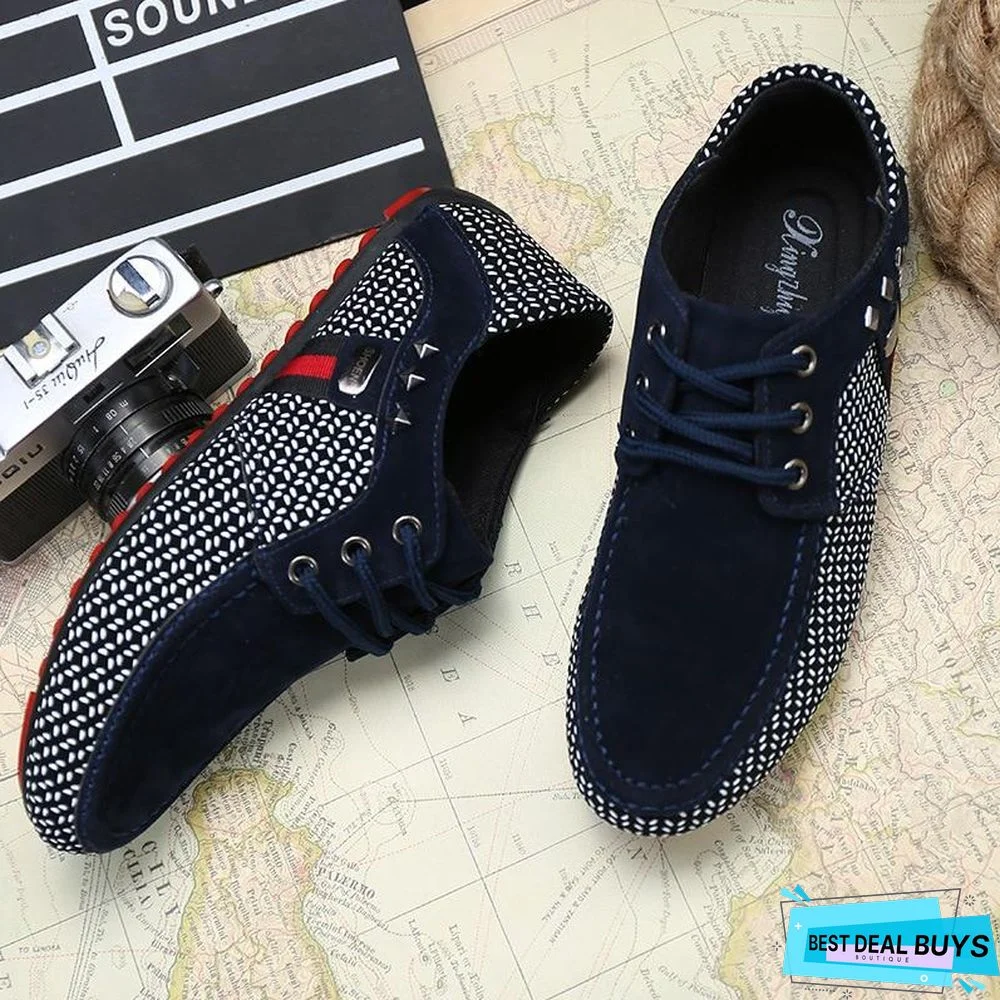 Men's Classic Lace Up Loafers Shoes Breathable Moccasins Shoes