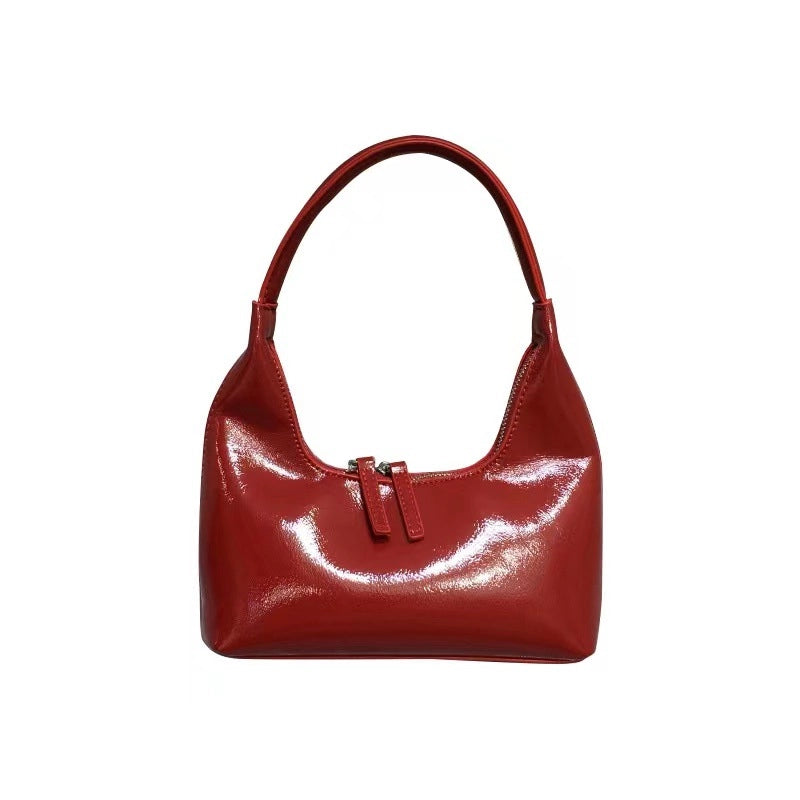 Women's Small Pu Leather Solid Color Vintage Style Classic Style Pillow Shape Zipper Underarm Bag3