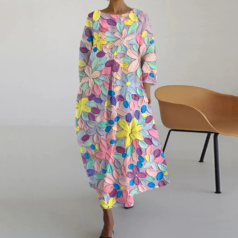 Women's Fantasy Floral Pattern Design Casual Printed Dress
