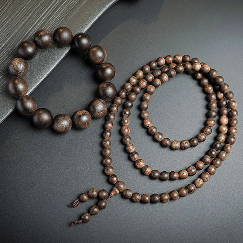108 Mala Beads Agarwood Peace Strength Calm Bracelet
