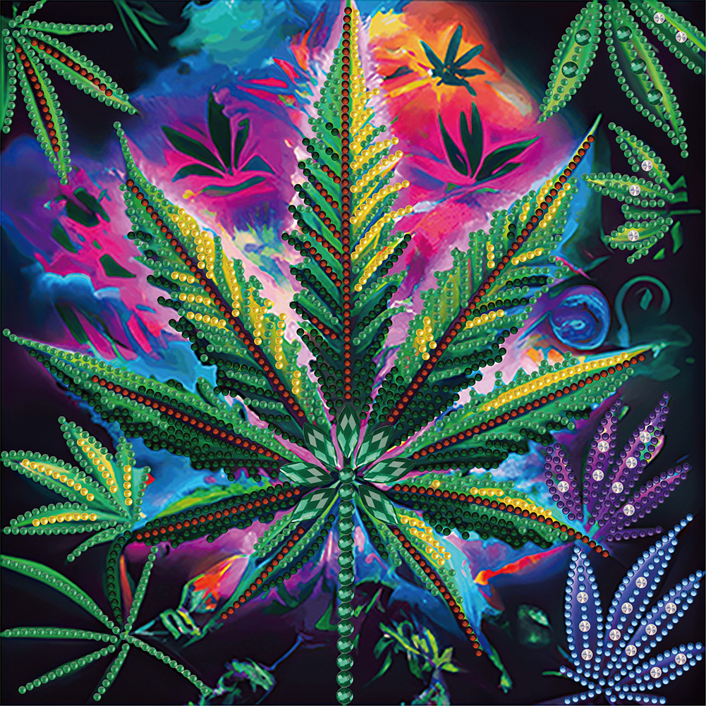 Marijuana Leaf 30*30CM(Canvas) Special Shaped Drill Diamond Painting gbfke