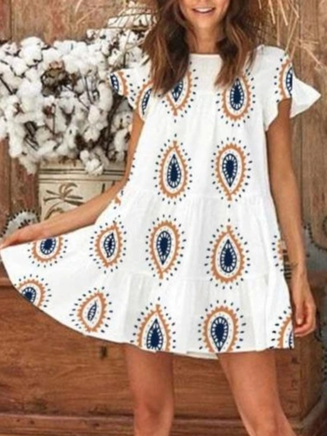 White Cotton Casual Dresses