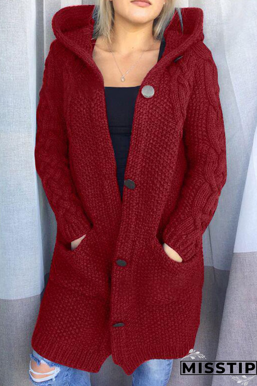 Khaki Casual Solid Cardigan Hooded Collar Outerwear