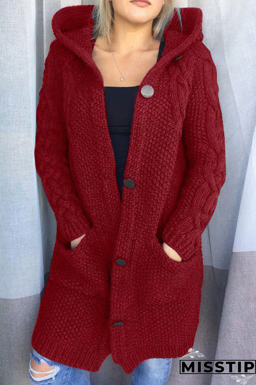 Khaki Casual Solid Cardigan Hooded Collar Outerwear