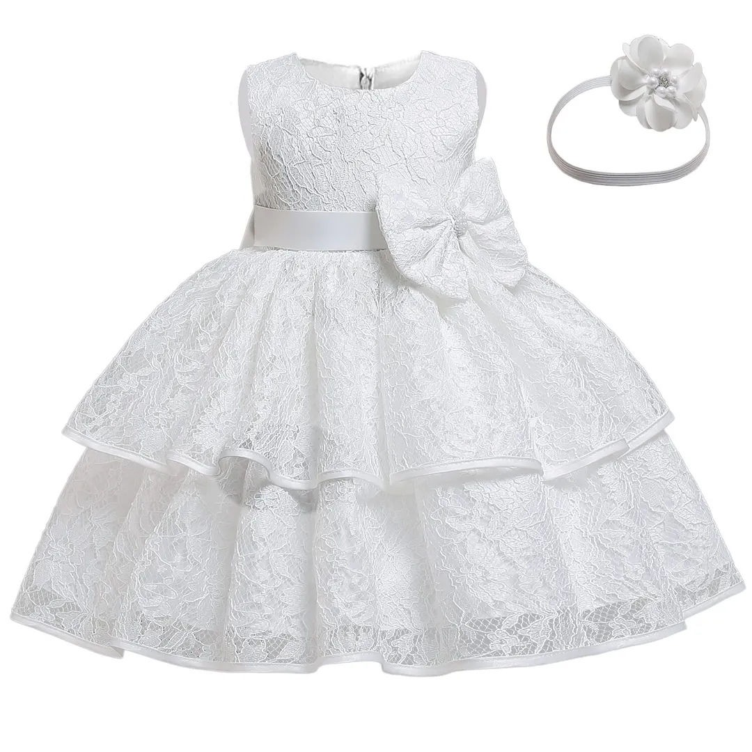 Baby Girls 1st Birthday Princess Dress 2 Years Toddler Kids Lace Embroidery Flower Tutu Baptism Dresses Newborn Party Costume