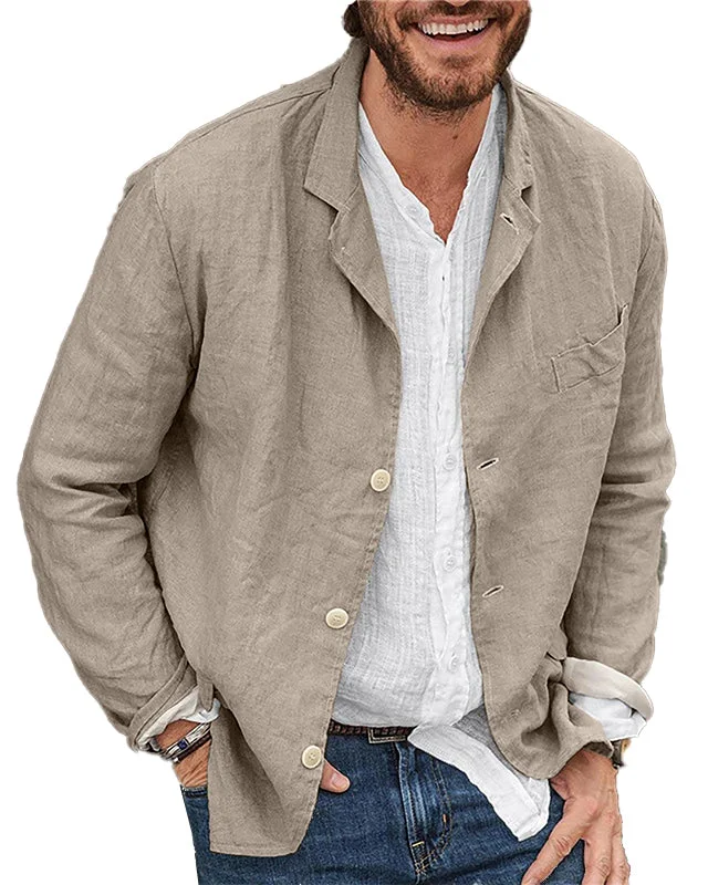 Suitmens Men's Daily Casual Loose Cotton Linen Coat