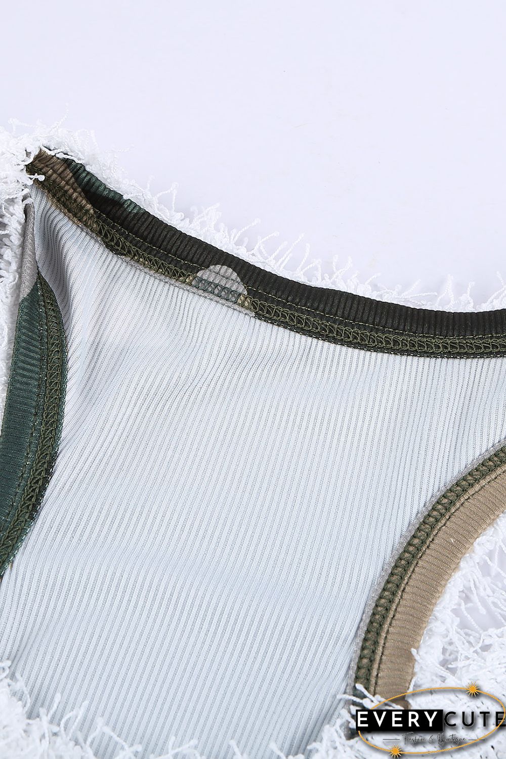 Green Scoop Neck Sleeveless Camo Print Skinny Tank Top