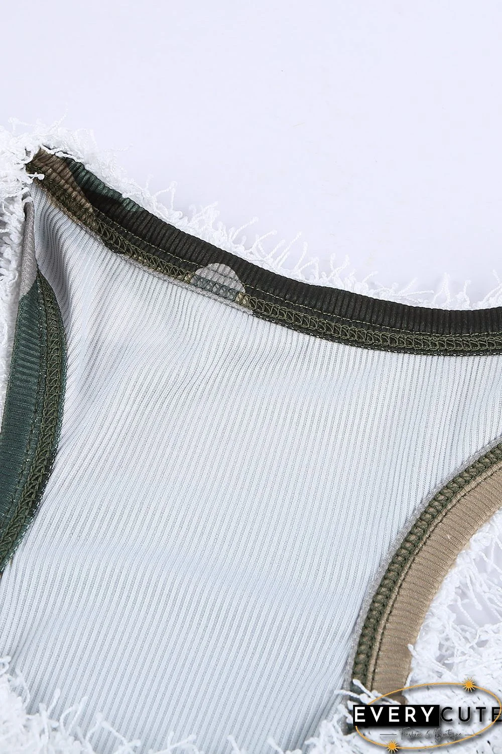 Green Scoop Neck Sleeveless Camo Print Skinny Tank Top