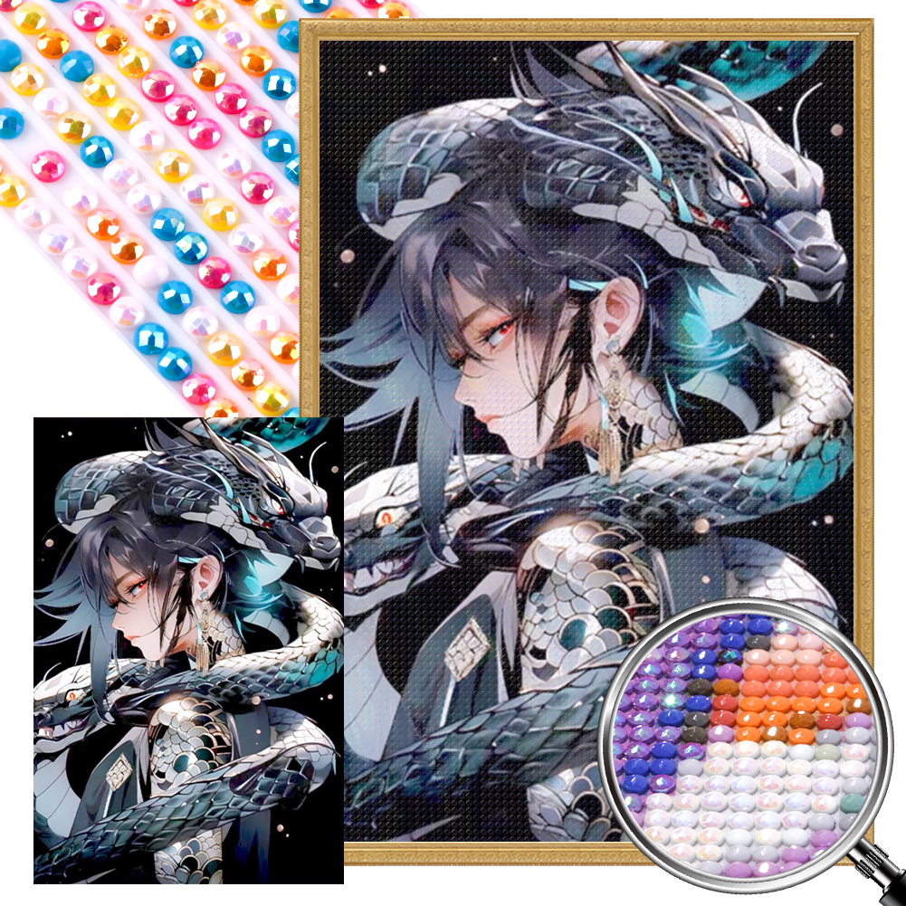 Dragon And Girl 40*60cm(picture) full round drill diamond painting with 3 to 5 colors of AB drills