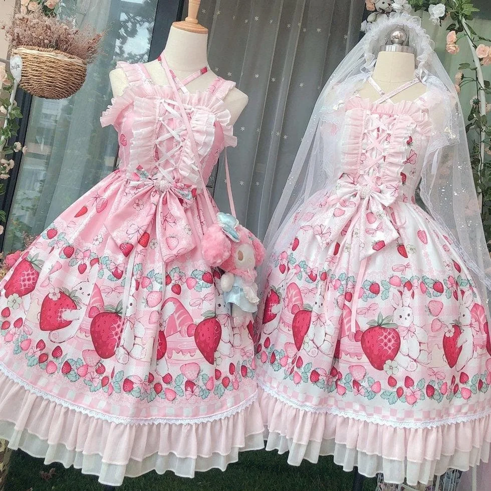 Lolita Strawberry Bunny Lace JSK Dress SP15290