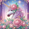 Einhorn mit Blume - speziell geformtes Diamond Painting - 30*30cm