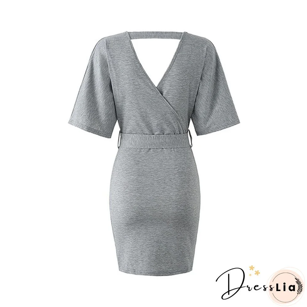 Women's Spring And Summer V-Neck Dress Hip Skirt