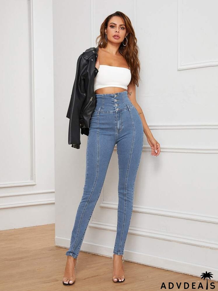 High Waist High Stretch Skinny Jeans
