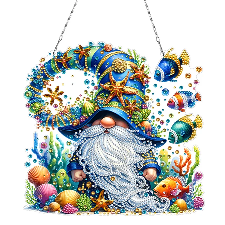 Acrylic Special Shape Ocean Gnome DIY Diamond Painting Hanging Pendant