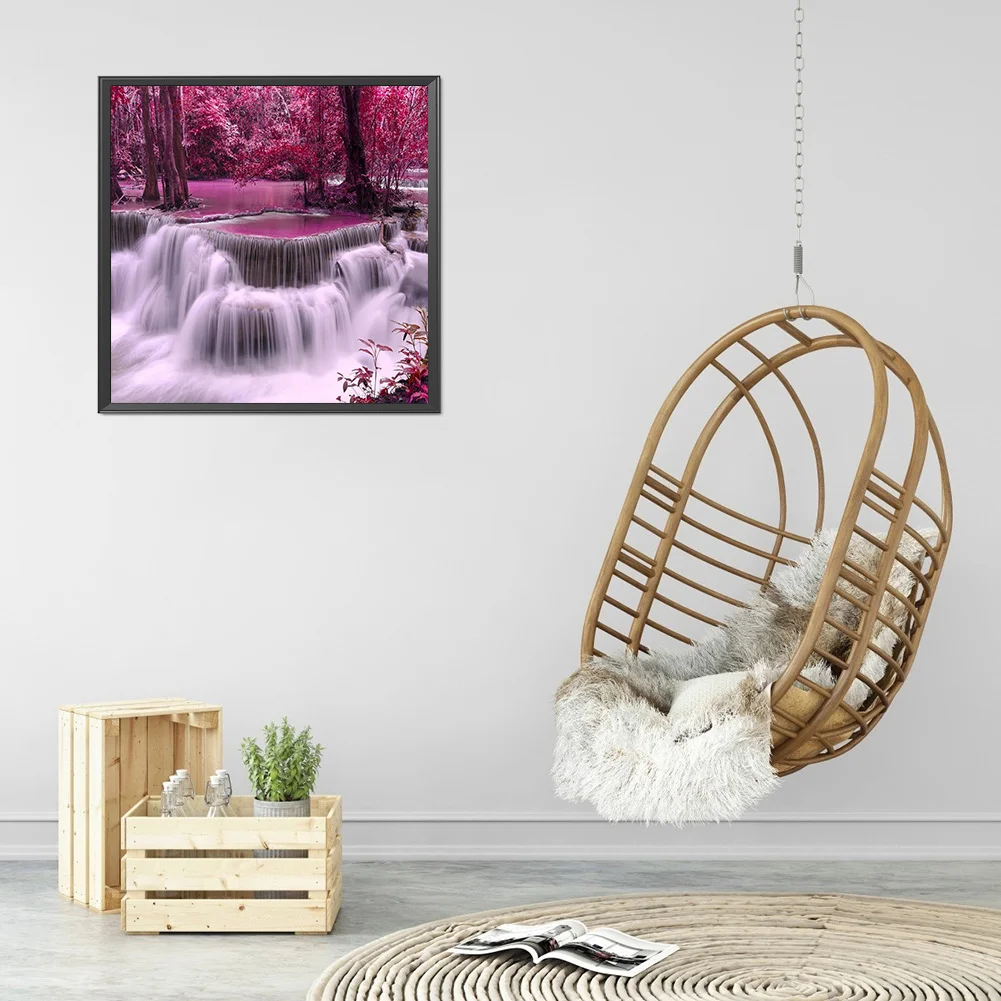 Full Round Diamond Painting 40*40cm - Forest Waterfall