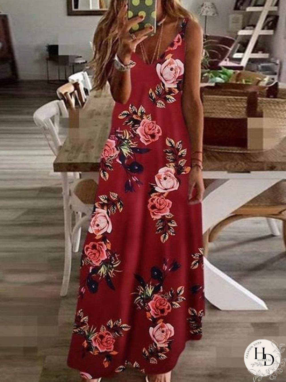 Maxi Long Sleeveless Floral Summer Dress