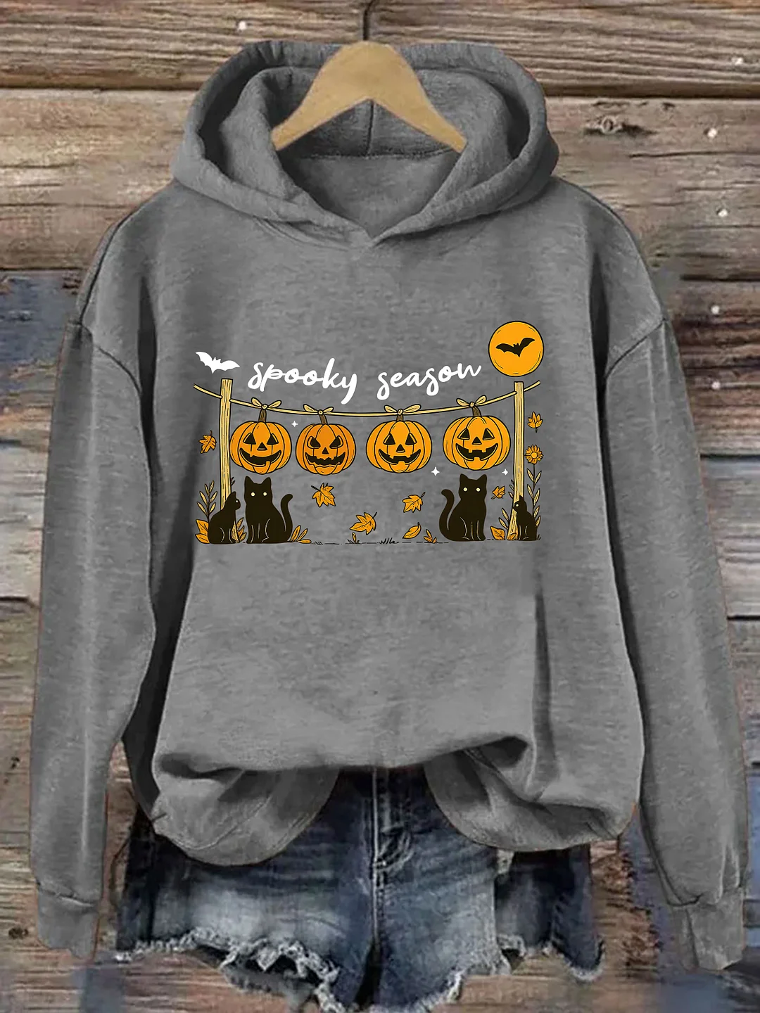 Spooky Season Pumpkin & Cat Hoodie