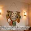 (Finished Product)Bohemian Handmade Leaf Wall Art No Drilling Handmade Craft Macrame Wall Decor Handmade Woven Leaf Tapestry for Apartment Living Room Bedroom Nursery Backdrop