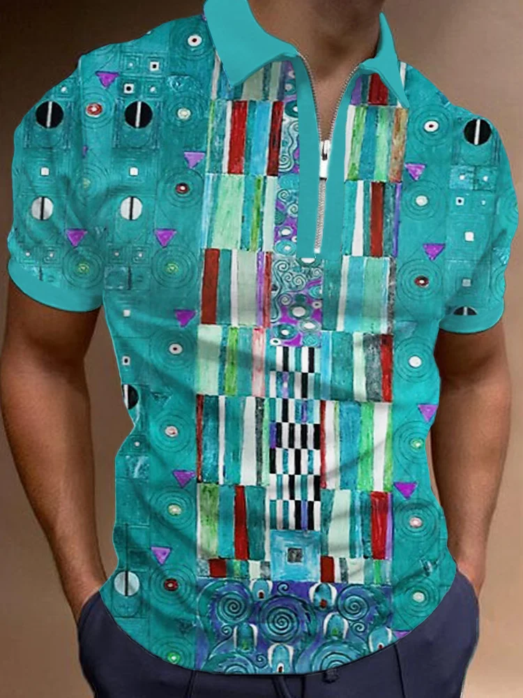 The Stoclet Frieze Art Short Sleeve Polo Shirt