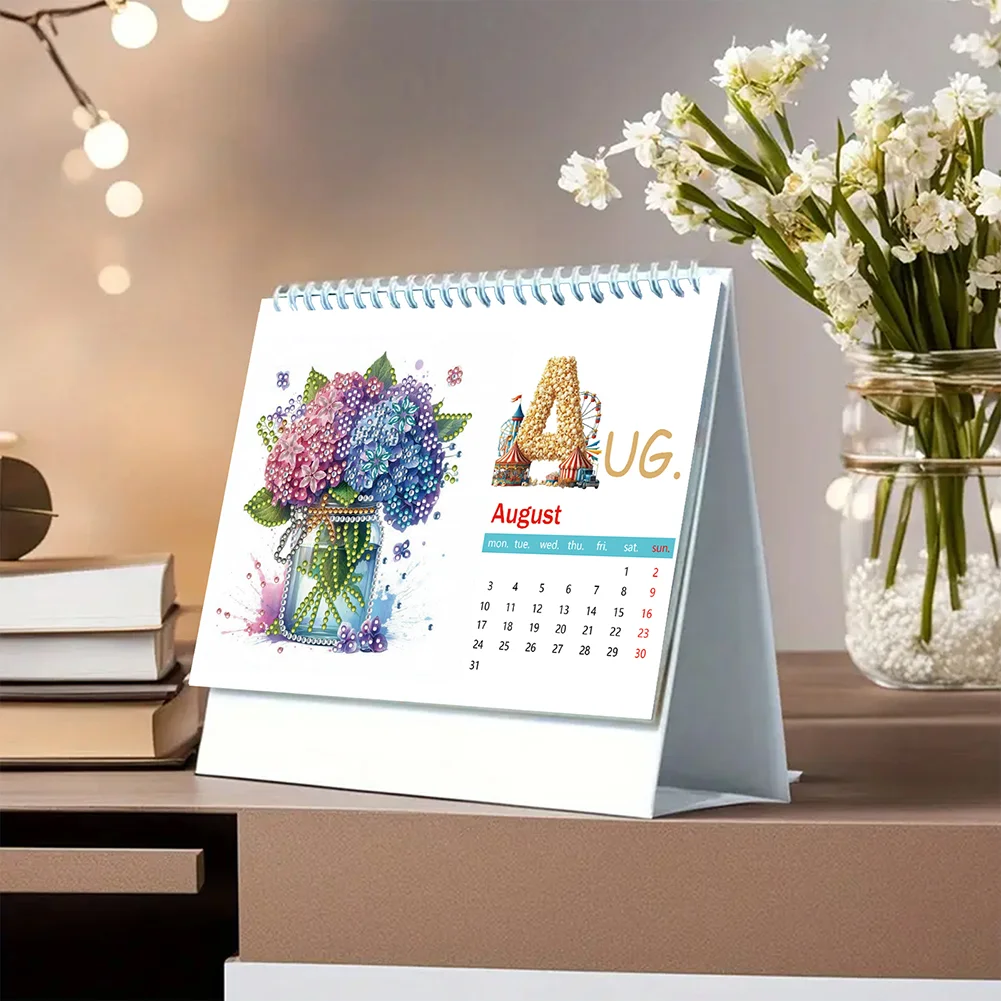 2026 Calendar Diamond Painting Kit DIY Diamond Art Desk Calendar for Home Office