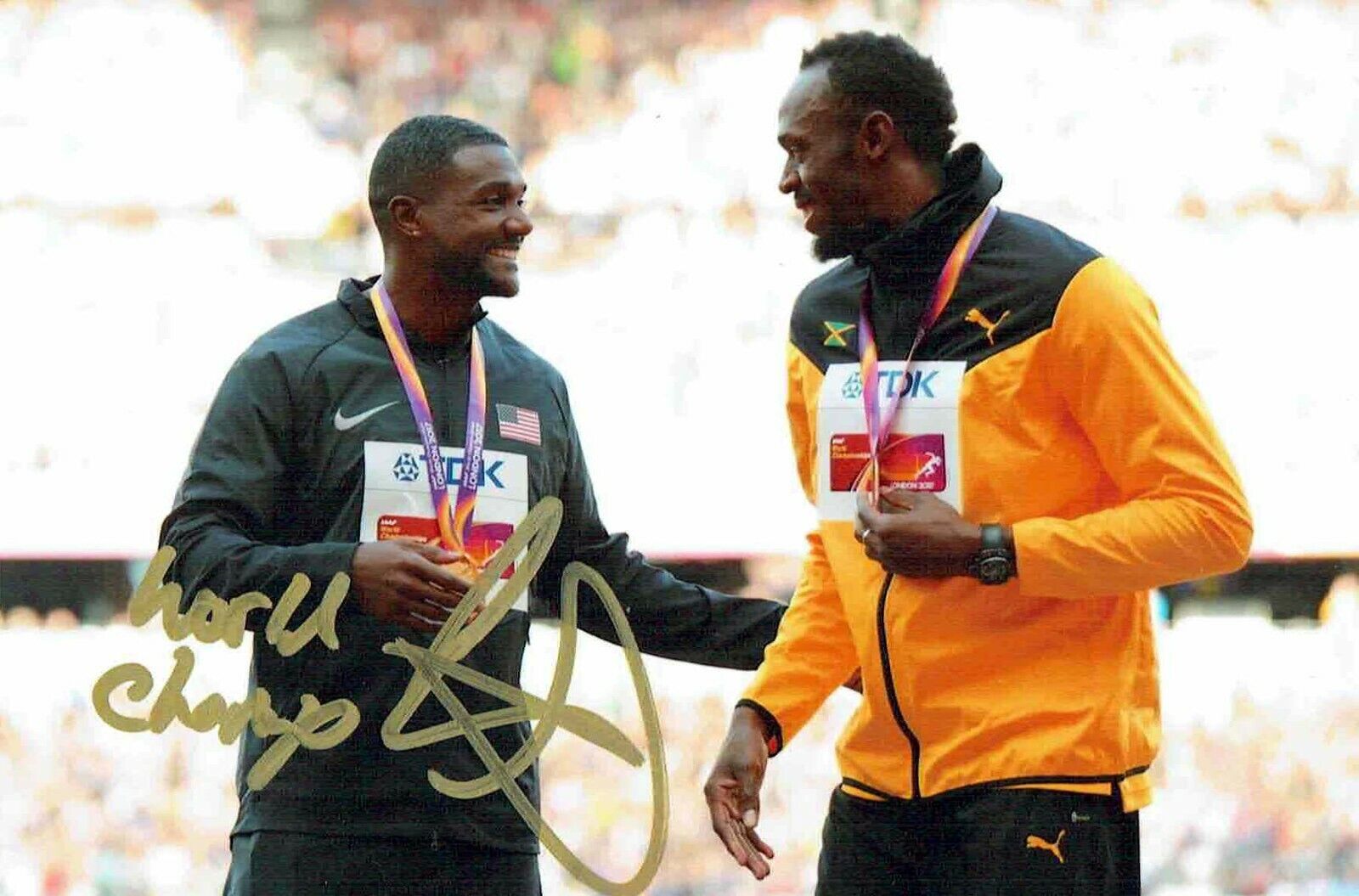 Justin GATLIN Autograph Signed Photo Poster painting D AFTAL COA USA Olympics Gold Medal Winner