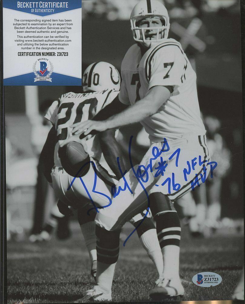 Bert Jones signed Indianapolis Colts 8x10 autographed Photo Poster painting BAS Beckett COA