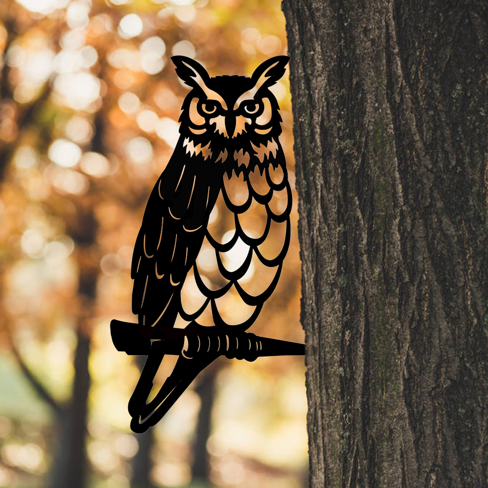 

Cute Hollowed Out Metal Garden Owl Statue Tree Ornaments for Home Decor, 501 Original