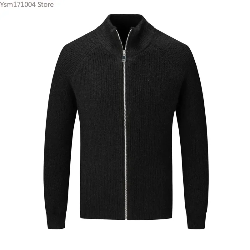 Gamintor 2025 Hot Selling Half High Collar Men's Sweater Cardigan Solid Color Business Casual Knitted Jacket High Quality Cardigan Hombre
