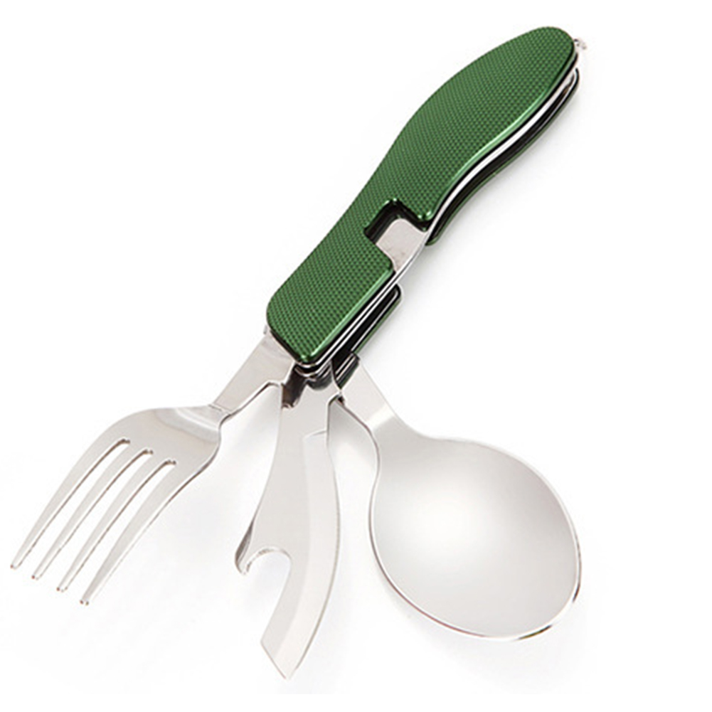 

Outdoor Cutlery Set Folding Spoon Fork Knife Camping Tableware (Army Green), 501 Original