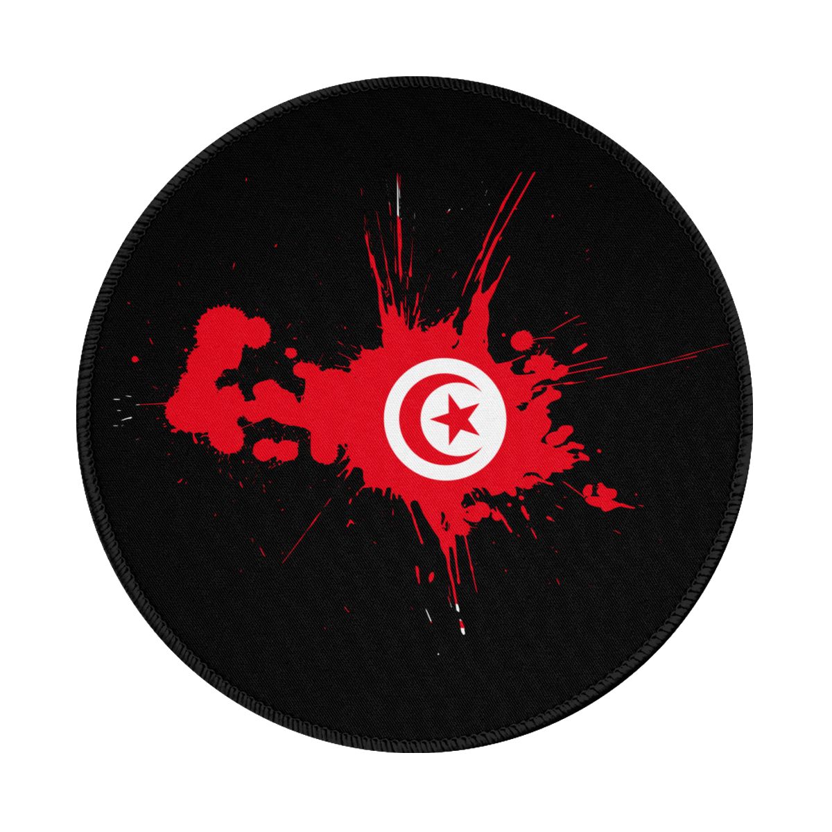 Tunisia Ink Spatter Non-Slip Rubber Round Mouse Pad