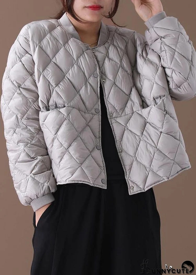 Fine plus size womens parka winter outwear gray stand collar Geometric warm winter coat