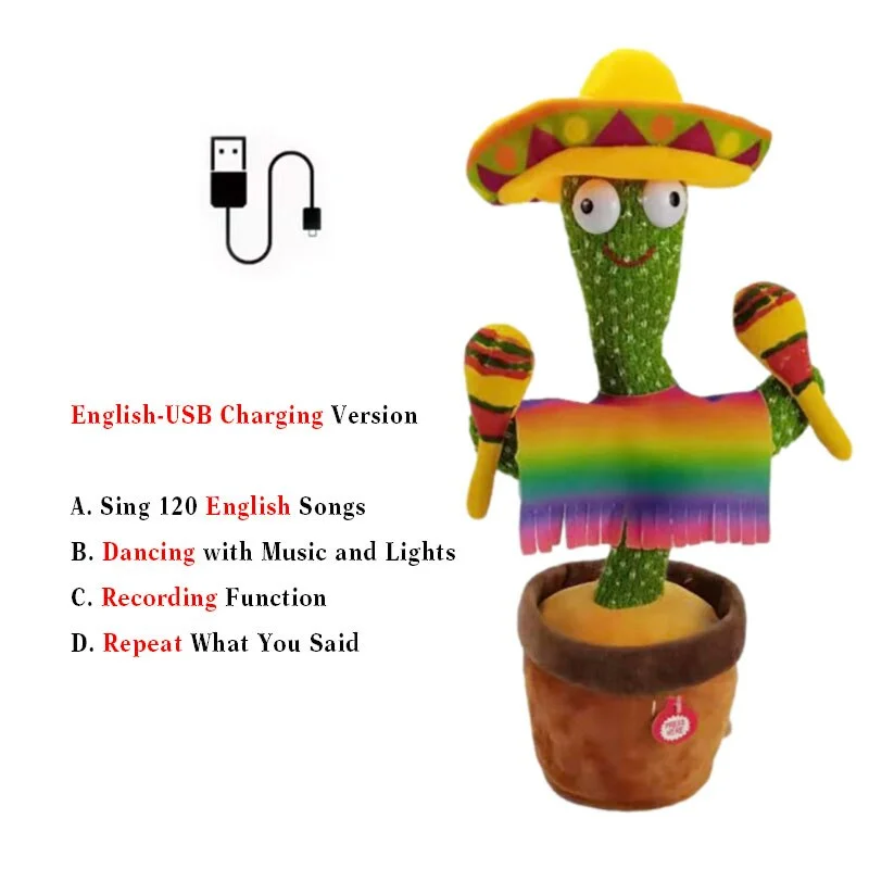 Dancing Cactus With USB 120 Arabic Songs Captus Dancer For Kids Funny Cactus Dancer Toy In Spanish