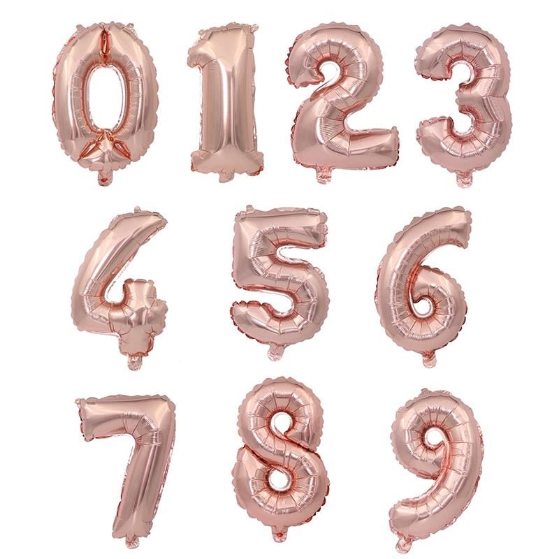 32inch Rose Gold Silver Aluminium Foil Number Balloons Digit Helium Balloons Birthday Party Supplies Anniversary Decoration