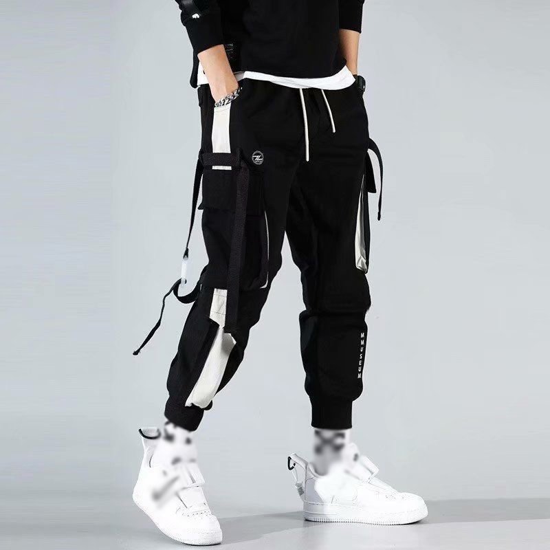 Classic Stitching Color Strapped Tight Casual Jogger Pants