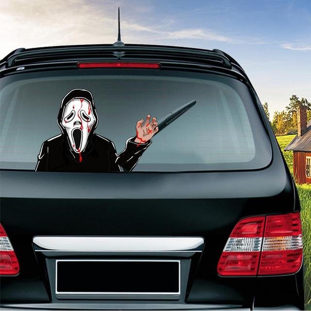 Halloween Horror Car Stickers Removable Rear Windshield Decals Decoration - Wizard