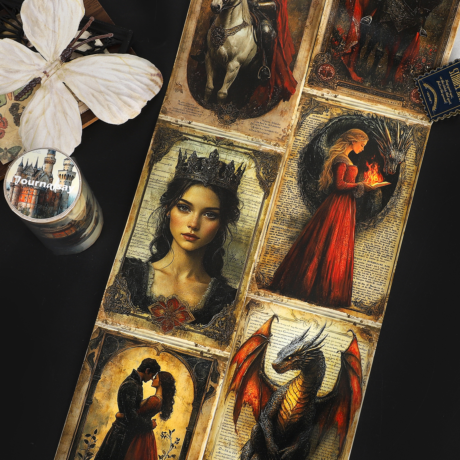 와시 테이프 - 80mm*204cm 빈티지 중세 동화 캐릭터 풍경