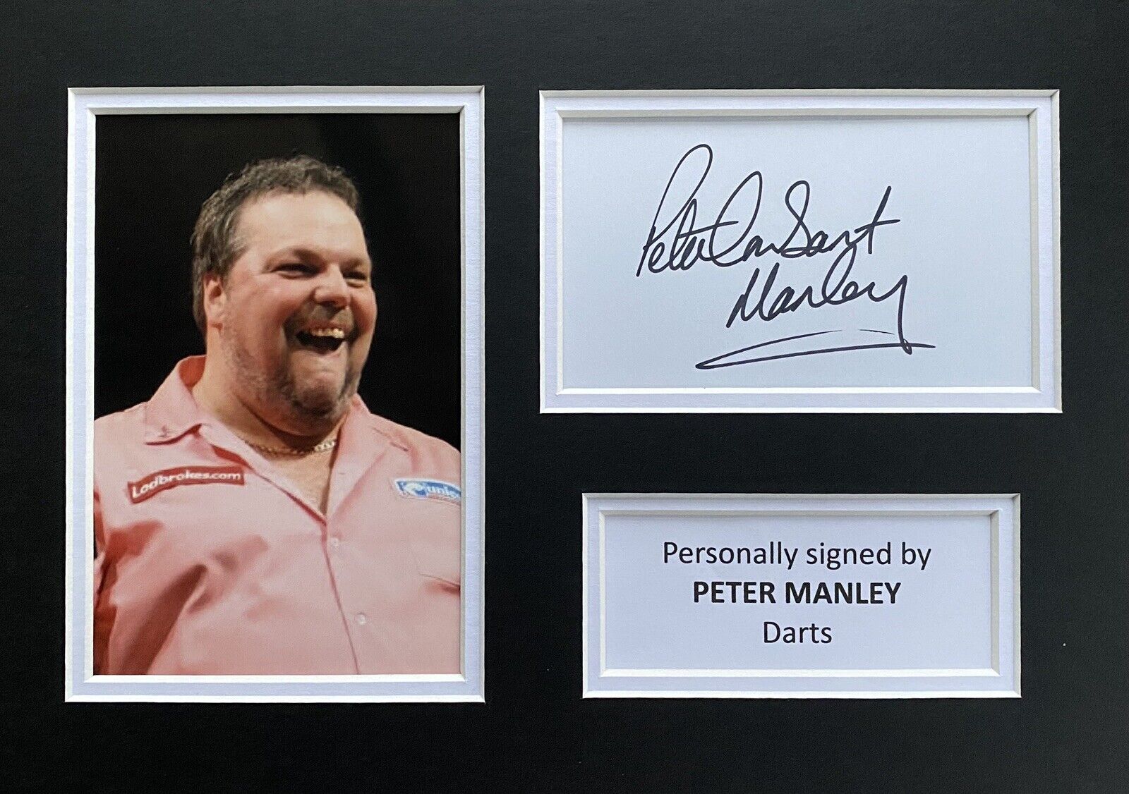 Peter Manley Hand Signed Photo Poster painting In A4 Darts Mount Display