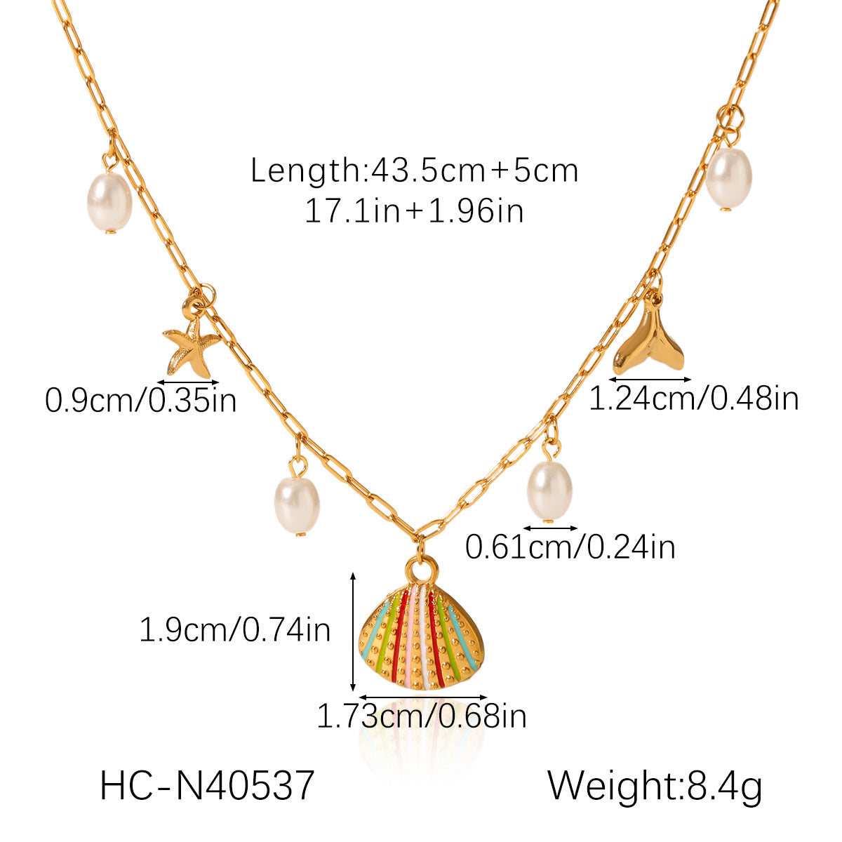 Summer Ocean Style Titanium Steel Necklace Niche Design Turtle Pearl Goldfish Pendant Stainless Steel Clavicle Chain