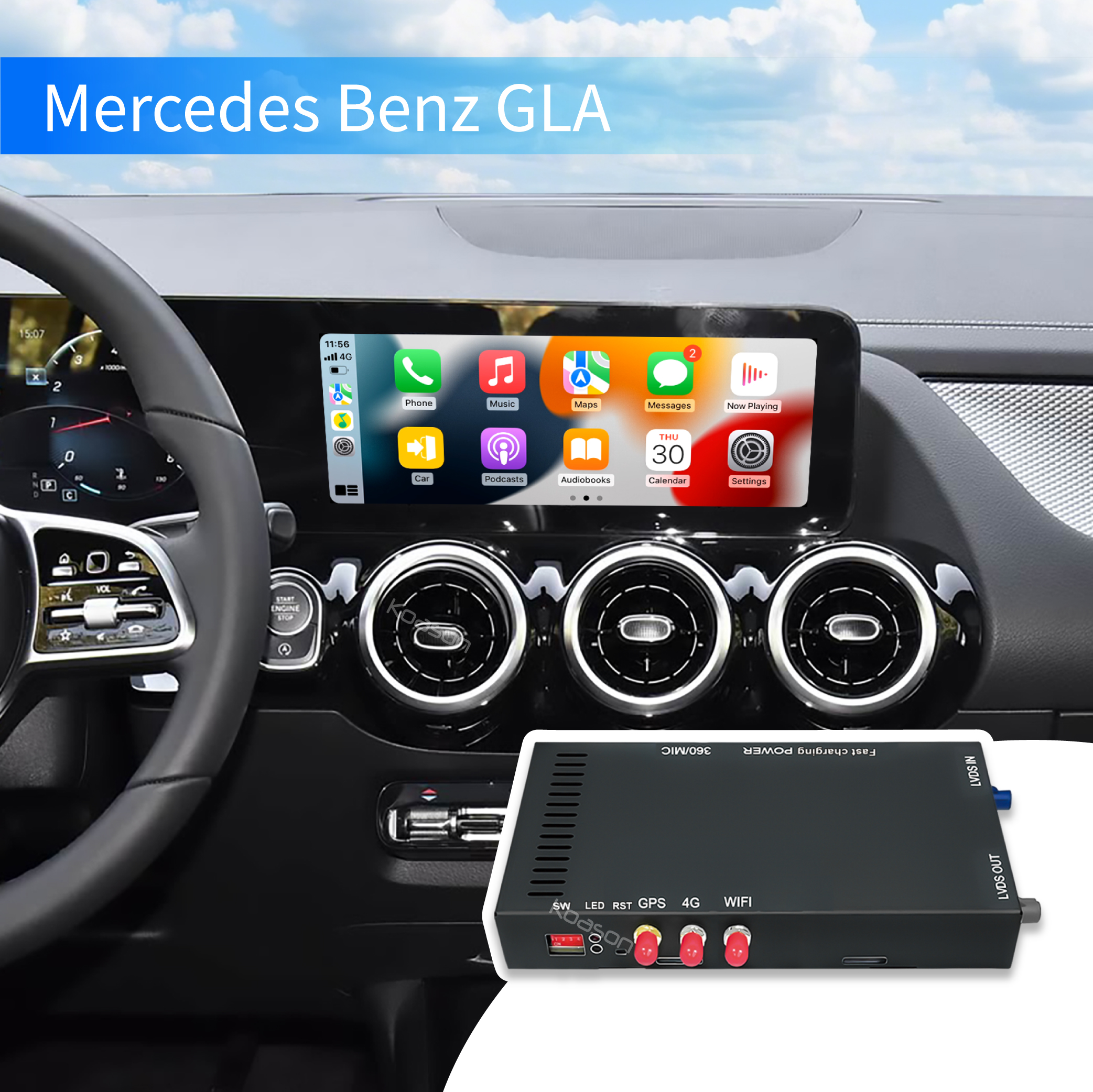 KOASON Android Decoder Apple CarPlay Interface 360 Panoramic Box for Mercedes Benz NTG6.0/5.5 A class B class E class V class CLA GLA GLE GLB