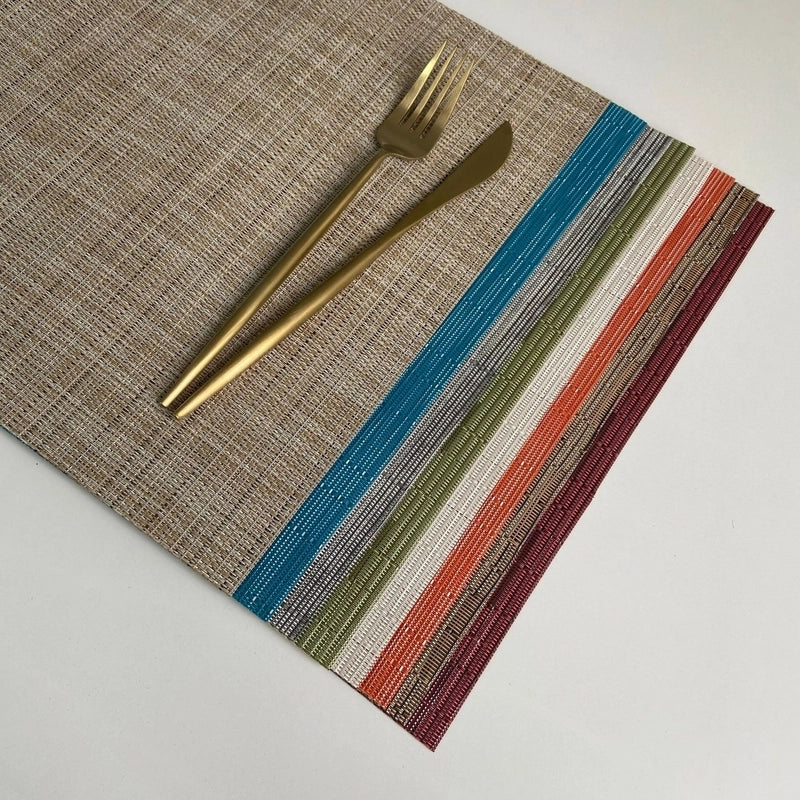 Cross-border Solid Color European-style Pvc Woven Insulation Western-style Placemat Hotel Home Teslin Dining Table Cushion Coaster