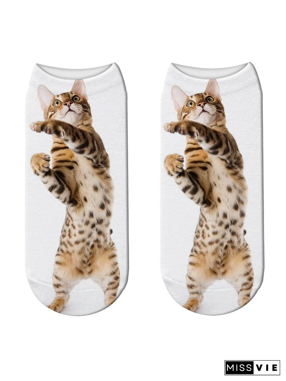 Cotton Knit Cat Pattern Socks