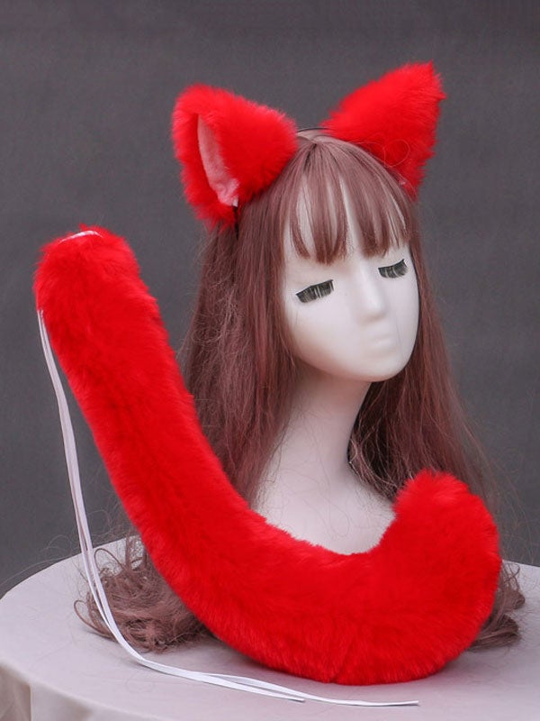 Lolita Cats Ears Tail 2-Pieces Headpieces Set Novameme