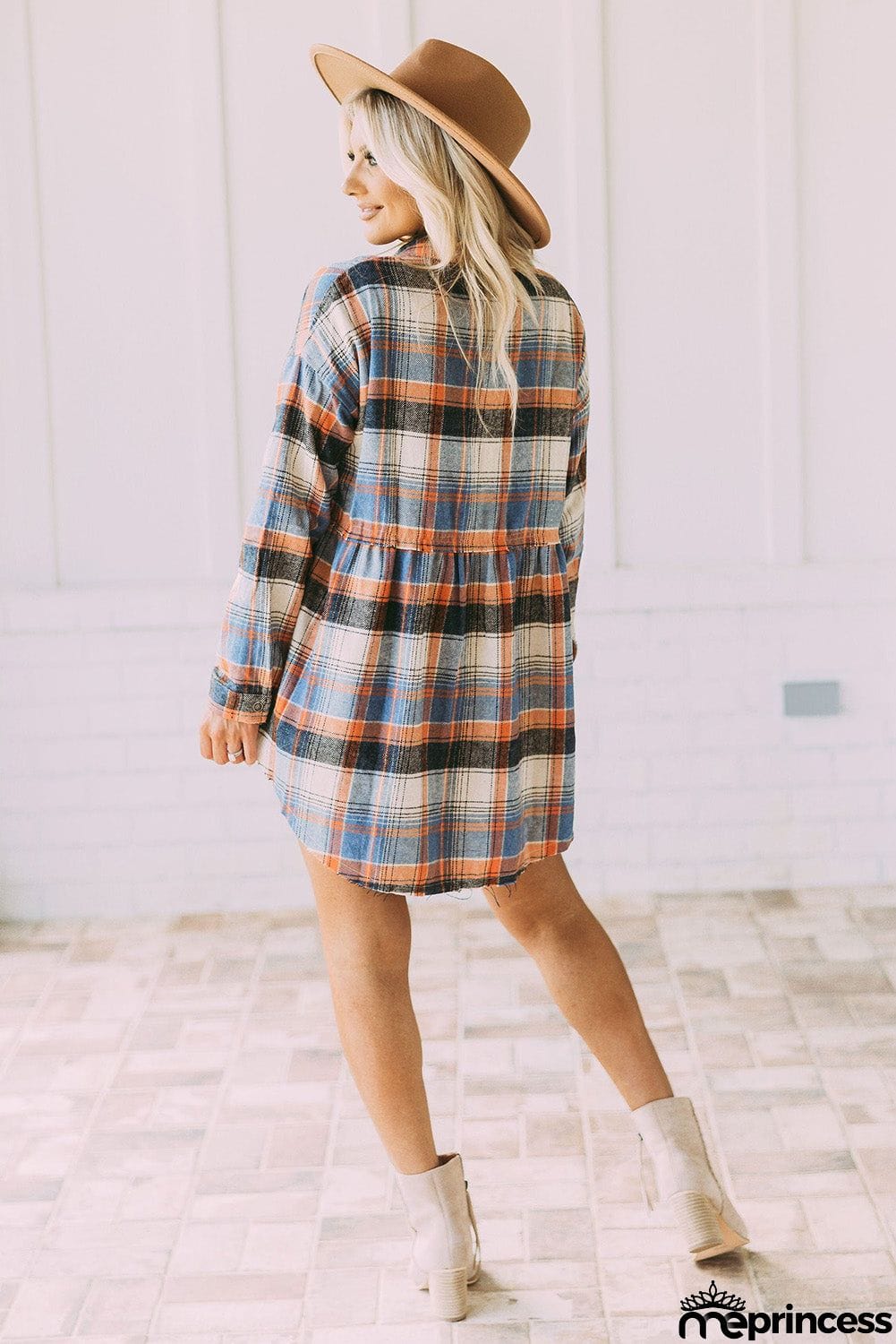 color Plaid Button Down Ruffled Shirt Jacket