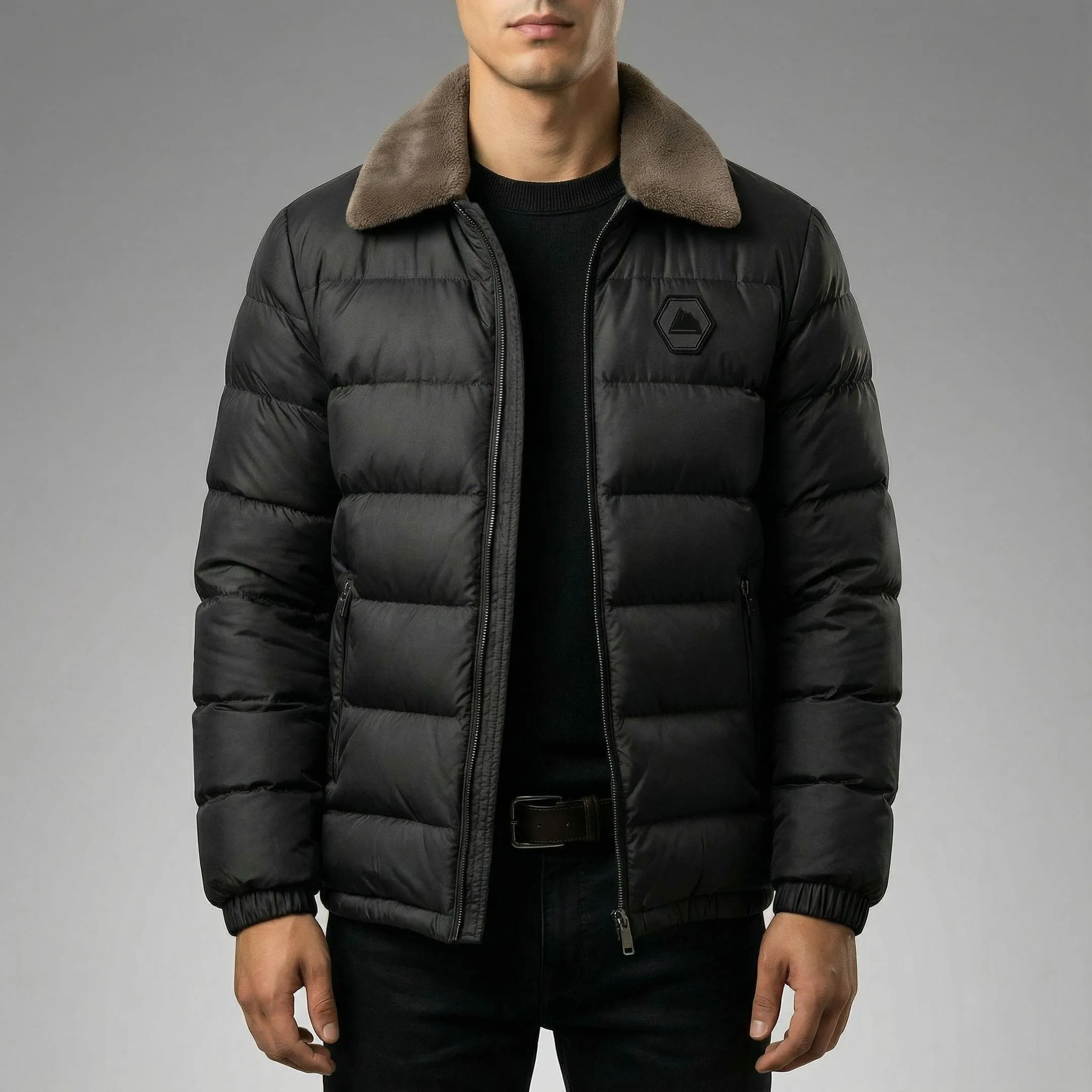 Men's Down Jacket &ndash; Fleece-Collar Padded Winter Coat
