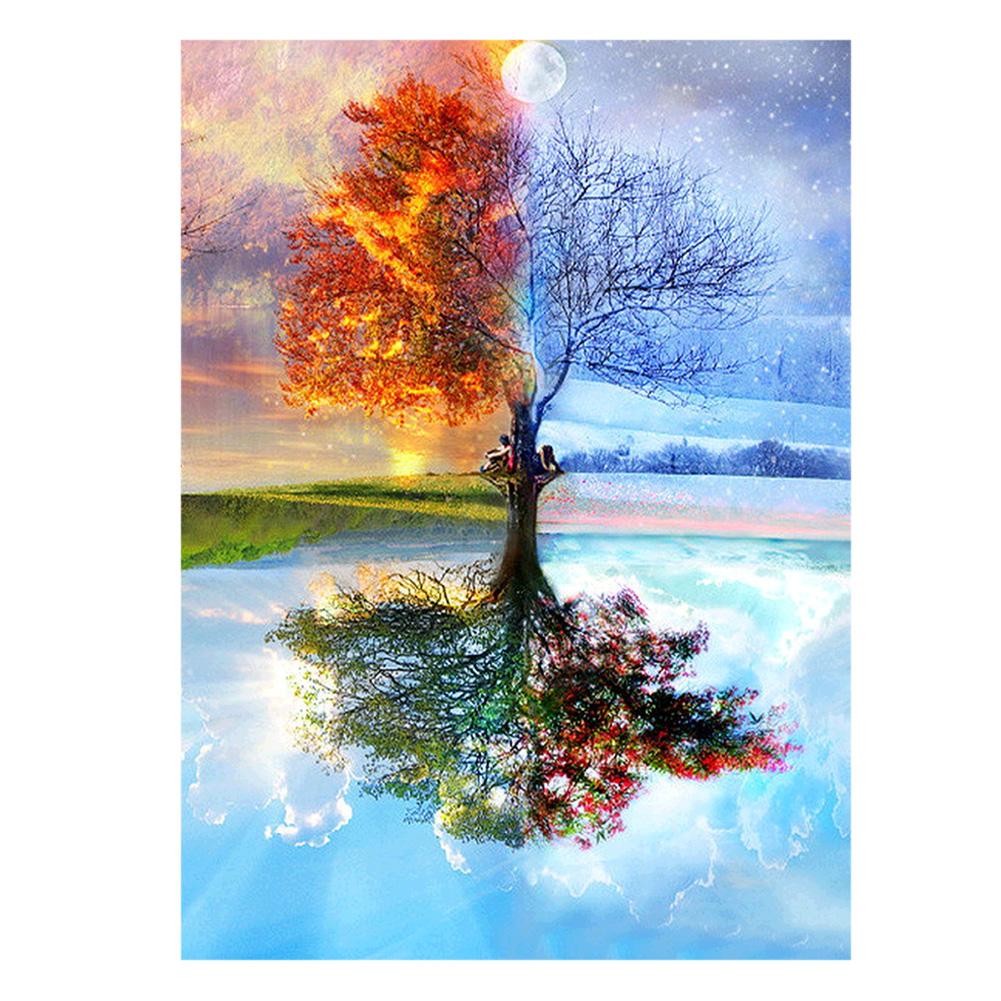 

40*30CM - Tree Home - Round Drill Diamond Painting, 501 Original