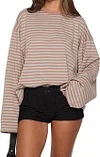Casual and versatile retro striped long-sleeved T-shirt top