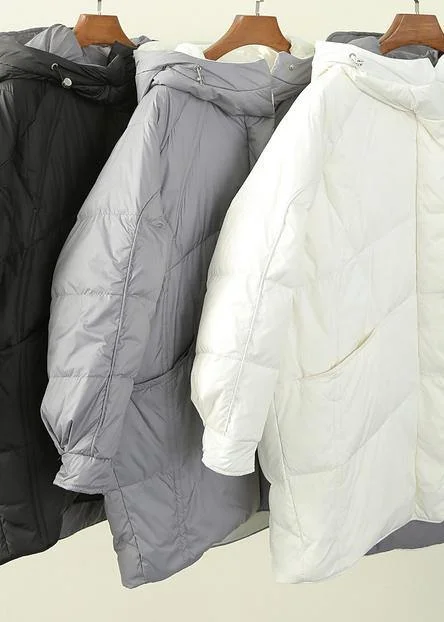 Luxury gray blue duck down coat plus size winter jacket hooded zippered  coats