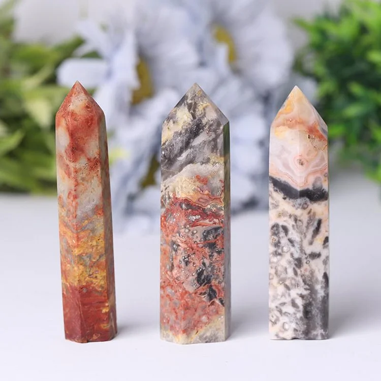 Natural Wand Gemstone Crazy Agate Towers Points Bulk