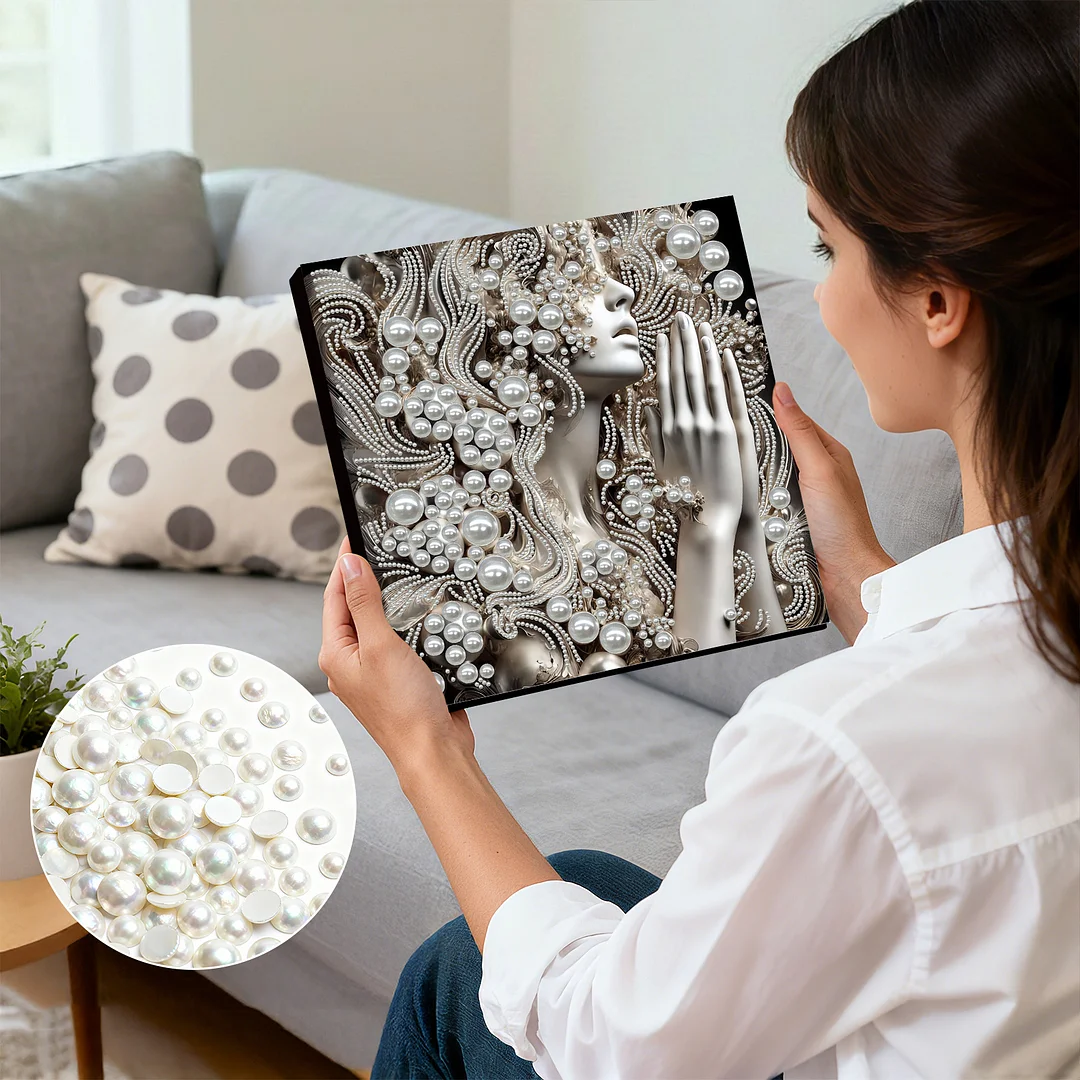 Pearl Praying Woman DIY Pearl Art Diamond Painting 30x30cm for Home Wall Decor